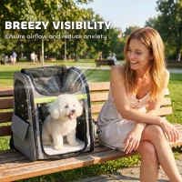 PawHut Dog Carrier Backpack Expandable, Breathable Pet Carrier Bag for Small Puppy Cat with Reflective Strip for Travel Hiking(m-5)