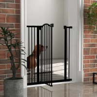 PawHut Pressure Fit Dog Stair Gate No Drilling Safety Gate Auto Close for Doorways, Hallways, 74-94cm Adjustable, 94cm Tall, Black(m-10)