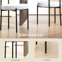HOMCOM Set van 2 Eetstoelen, Fleece-bekleding, Stoelen met Beklede Zitting, Metalen Poten, Crème(m-6)