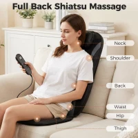 HOMCOM Back Massager with Heat, Deep Tissue Kneading Massage Chair with 3-Level Seat Vibration, Massage Chair Pad for Back Pain(m-4)