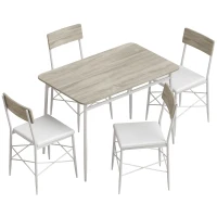 HOMCOM Juego de Mesa y Sillas de Comedor 5 Piezas Mesa de Cocina Rectangular con 4 Sillas Acolchadas 106x66x75 cm Roble(m-1)