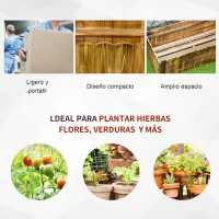 Outsunny Jardinera de Madera Jardinera Elevada para Cultivos Verduras Flores en Patio Balcón Terraza 120x40x40 cm Carbonizada(m-6)