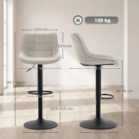HOMCOM Set de 2 Scaune de Bar rotative și Reglabile, Alb Crem(m-3)
