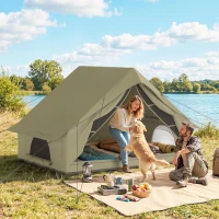 Outsunny Inflatable Tent Waterproof for Camping Blow Up Tent with Pump Carry Bag for 2-4 Person(m-2)
