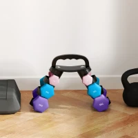 SPORTNOW Lot d'haltères hexagonaux, haltères musculation, 2 x 1 kg, 2 x 3 kg, 2 x 5 kg, avec support convertible d'haltères(m-9)
