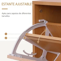 HOMCOM Recibidor de Entrada con Espejo Perchero y Zapatero Mueble de Recibidor de 2 Piezas con 6 Ganchos Estantes y Cajón Abatible para Pasillo Madera Marrón(m-6)