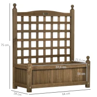 Outsunny Jardinière avec treillis bac à fleurs jardinière sur pied 64 x 28 x 75 cm inserts d'irrigation bois massif(m-3)