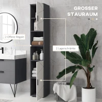 kleankin badkamerkast, badkast, verstelbare planken, spaanplaat, lichtgrijs(m-4)