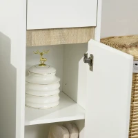 kleankin Mobiletto Bagno con Cassetto e Armadietto con Mensola Regolabile in Legno 30x33x88cm, Bianco(m-9)