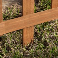 Outsunny Pack of 24 Wooden Border Fences, Garden Fixed Picket Fence for Lawn Edging, Flowerbed, 60L x 1D x 34H cm, Brown(m-8)