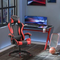 Vinsetto Racing Silla de Escritorio Sillón Gamer Juvenil Giratorio Reclinable Altura Ajustable Reposapiés Plegable de Cuero Sintético PU(m-10)