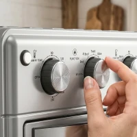HOMCOM Horno Eléctrico de Sobremesa de 30L 1600W Freidora de Aire con 7 Modos de Calor y Temporizador 43x39x39 cm Plata(m-14)