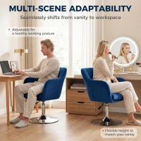 HOMCOM Retro Velvet Swivel Tub Chair with Steel Frame, Cushion Seat, Dark Blue(m-6)