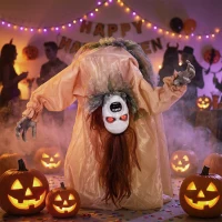 HOMCOM Animierter Halloween-Geist mit gruseligen Schreien, leuchtenden Augen, per Geräusch/Berührung aktiviert(m-8)