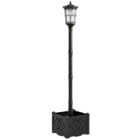 Outsunny Farola Solar Exterior de Jardín con Macetero 2 Modos de Brillo 100/50 lm IP44 Encendido/Apagado Automático Negro