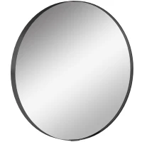 HOMCOM Round Wall Mirror 61 cm, Wall Mounted Bathroom Mirror with Tempered Safety Glass and Aluminium Alloy Frame, Black(m-1)