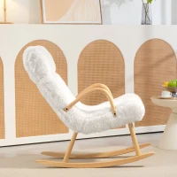 HOMCOM Schommelstoel met Verstelbare Hoofdsteun, Zachte Vulling, 58x114x109 cm, Wit(m-7)