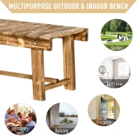 Outsunny Wooden Garden Benches, 2 Seater Outdoor Benches, Fir Wood Backless Patio Loveseat with Slatted Seat for Park, 110 x 38 x 35 cm, 3 Pieces, Carbonised(m-5)