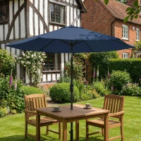 Outsunny 2.6 m Garden Parasol Umbrella with Aluminium Pole, Outdoor Patio Umbrella with Tilt and Crank, Vent, Navy Blue(m-10)