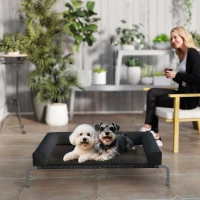 PawHut Elevated Dog Bed with Removable Bolsters, Raised Dog Bed for Medium Breeds, Portable Indoor & Outdoor Pet Cots, Black(m-9)