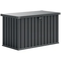 Outsunny Baule da Esterno da 400L in Acciaio Zincato con Serratura e 2 Chiavi 124x66x72 cm, Grigio Scuro(m-1)