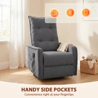 HOMCOM Recliner Armchair, Chenille Recliner Chair with Massage and Heat, 360° Swivel Rocking Manual Recliner, Dark Grey(m-8)