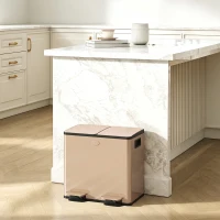 HOMCOM 30L Dual Compartment Stainless Steel Bin, with Deodoriser Holders - Gold Tone(m-2)