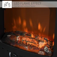 HOMCOM Electric Fireplace Stove, Free standing Fireplace Heater with Realistic LED Flame Effect and Adjustable Brightness, Overheat Safety Protection, 900W/1800W, Black(m-4)