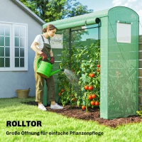 Outsunny Kas met ventilatieramen en oprolbare deur, foliekas van staal 200 x 75 x 188 cm groen(m-6)