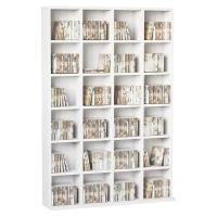 HOMCOM Mobile Libreria porta CD da 24 Ripiani ad Altezza Regolabile, in Legno, 130.5x89x20 cm, Bianco(m-11)