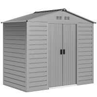 Outsunny 2,43 m² tuinschuur, 213 x 131 x 192 cm, tuinschuur met zadeldak, afsluitbare schuifdeur, weerbestendig, Grijs