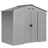 Outsunny 2,43 m² tuinschuur, 213 x 131 x 192 cm, tuinschuur met zadeldak, afsluitbare schuifdeur, weerbestendig, Grijs(m-1)