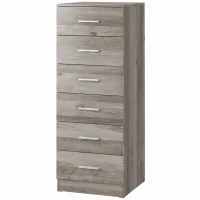 HOMCOM Comodă cu 6 sertare Comodă înaltă pentru dormitor cu sistem anti-răsturnare 40x40x110 cm Gri deschis(m-1)