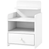 HOMCOM Bedside Cabinet, Bedside Table with Drawer and Shelf for Living Room, White(m-13)
