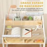 AIYAPLAY Ensemble bureau et chaise pour enfant 3 à 8 ans avec compartiments et étagères ouverts, effet bois naturel(m-5)
