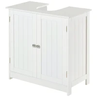 HOMCOM Meuble sous lavabo, meuble de salle de bain placard à 2 portes, étagère réglable, anti-humidité, 60 x 30 x 60 cm, blanc(m-12)