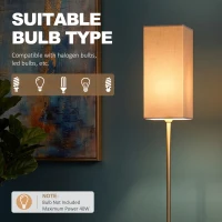 HOMCOM Floor Lamp, Modern Standing Lamp with Linen Shade and Foot Switch, Tall Lamps for Bedroom, Bulb not Included, Gold Tone(m-5)