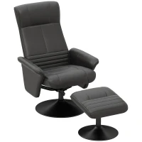 HOMCOM Gepolsterde fauteuil, accentfauteuil met hocker, draaibaar, ergonomisch, microvezel-look, tot 150 kg, zwart(m-11)