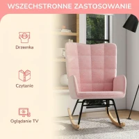 HOMCOM Fotel bujany, fotel akcentowy do 120 kg, poliester, 71 dł. x 92 szer. x 101 wys. cm, różowy(m-6)
