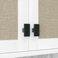 HOMCOM Armario de Pared para Baño Mueble de Baño Suspendido con 2 Puertas de Ratán PE Estante Ajustable 60x19,5x49,4 cm Blanco(m-9)