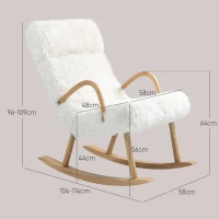 HOMCOM Schommelstoel met Verstelbare Hoofdsteun, Zachte Vulling, 58x114x109 cm, Wit(m-3)