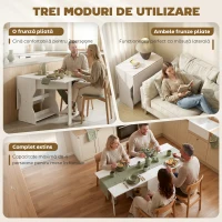 HOMCOM Masă de Sufragerie Pliabilă , Economisitoare de Spațiu, 160 cm, Albă(m-4)