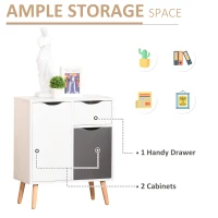 HOMCOM Sideboard Floor Cabinet Storage Cupboard with Drawer and Solid Wood Legs for Bedroom, Living Room, Entryway, Grey(m-5)