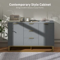 HOMCOM Sideboard with 3 Drawers and Adjustable Shelves for Living Room - Grey(m-5)