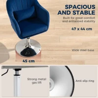 HOMCOM Retro Velvet Swivel Tub Chair with Steel Frame, Cushion Seat, Dark Blue(m-5)