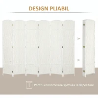 HOMCOM Paravan Decorativ pliabil cu 6 panouri, 240x170 cm, Negru(m-5)
