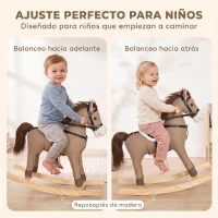 AIYAPLAY Caballo Balancín con Sonidos y Asas de Seguridad Base de Madera para Niños de 12 a 36 Meses Marrón Oscuro(m-6)