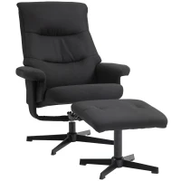 HOMCOM Relaxfauteuil met Voetenbank, Gestoffeerde TV-stoel met Lig- en Schommelfunctie, Draaibare Loungestoel in Fluwelen Look, voor Woonkamer en Slaapkamer, Zwart(m-10)