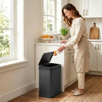 HOMCOM 40L Sensor Bin with Soft-Close Lid, Stainless Steel Automatic Touchless Motion Sensor Kitchen Bin, Black(m-9)