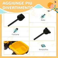 AIYAPLAY Camion Giocattolo per Bambini 12-36 Mesi con Pala e Rimorchio, in PP e Metallo, 91x29x44 cm, Giallo(m-5)